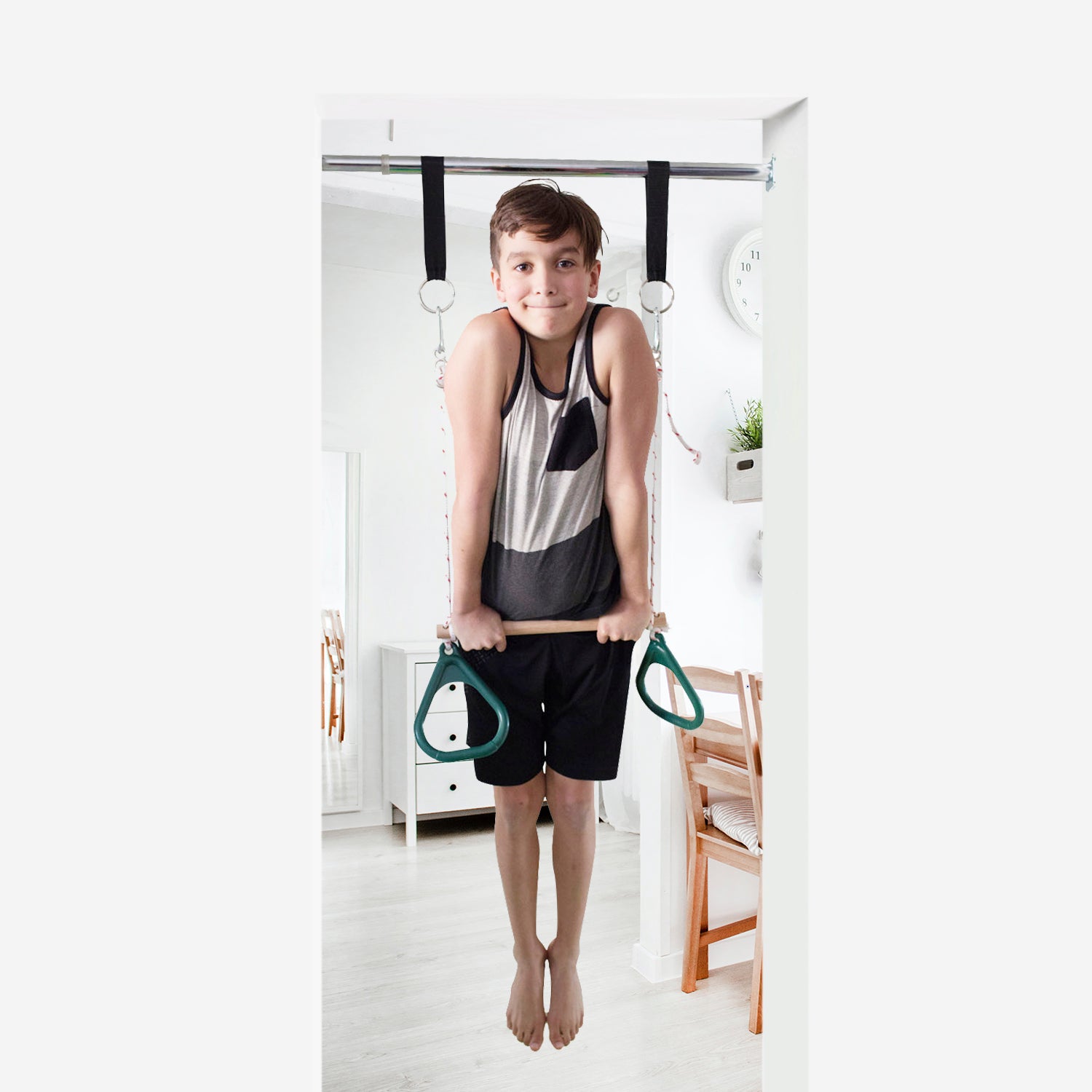 Doorway Trapeze Bar and Gym Rings Combo - Green - DreamGYM