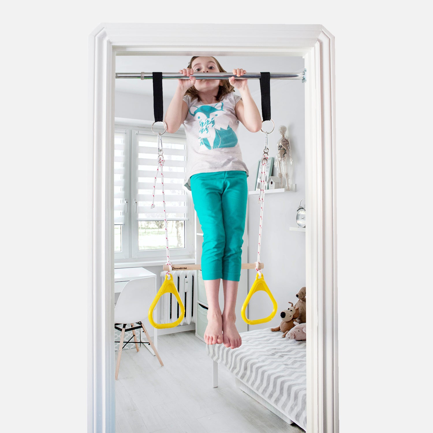 Doorway Trapeze Bar and Gym Rings Combo - Yellow - DreamGYM
