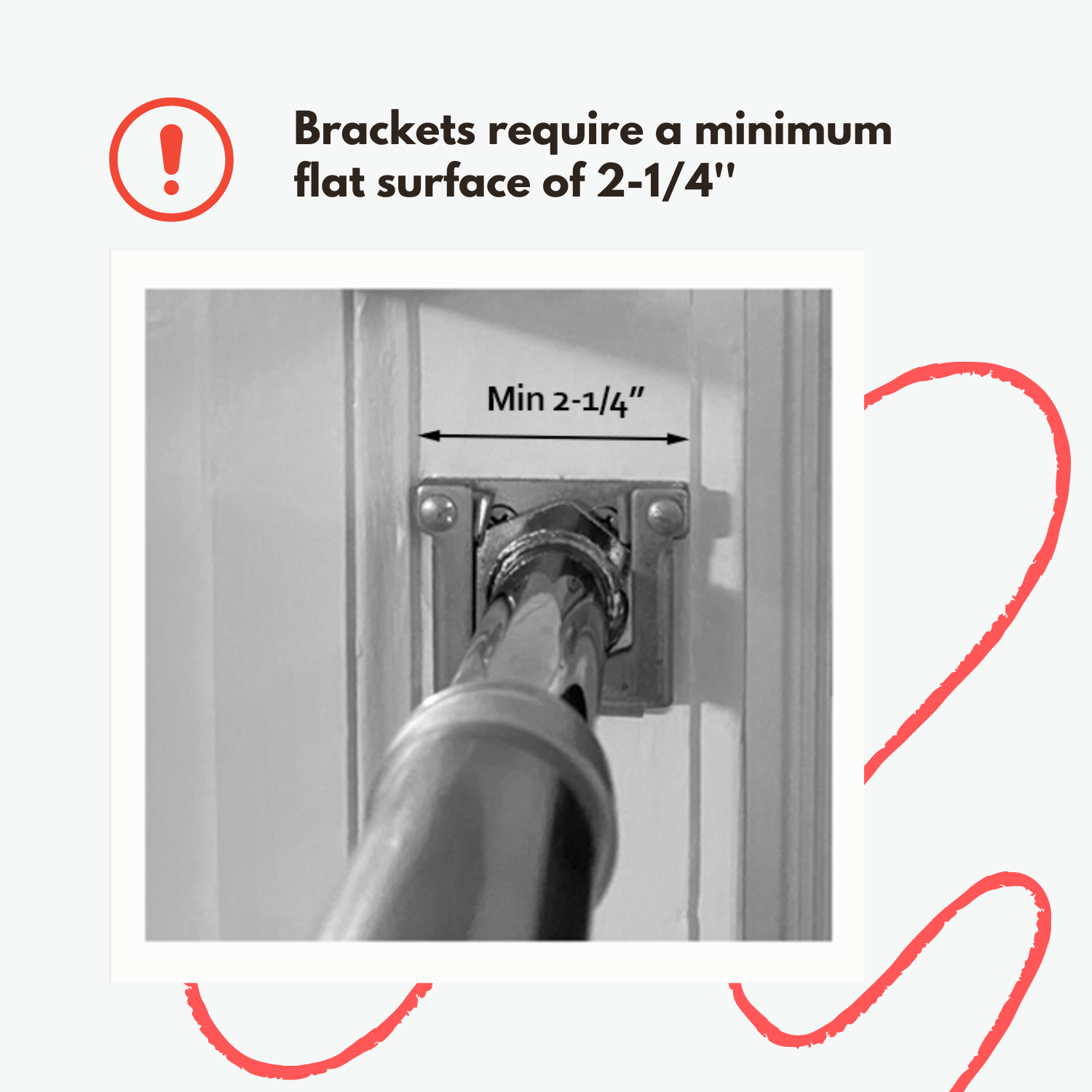Doorway swing brackets require a minimum flat surface of two and a quarter  inches