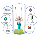 Infographics about features of dreamgym door swing