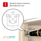 Brackets for DreamGYM doorway bar require a minimum flat surface of 2-1/4"