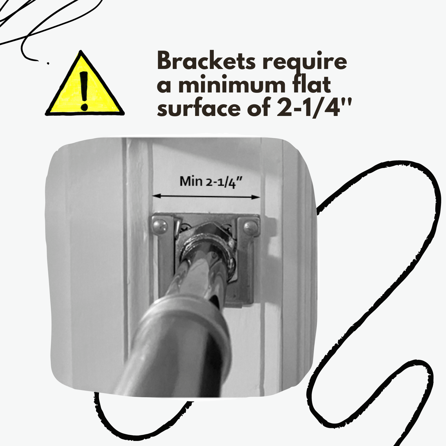 Brackets installation requirements for door swing