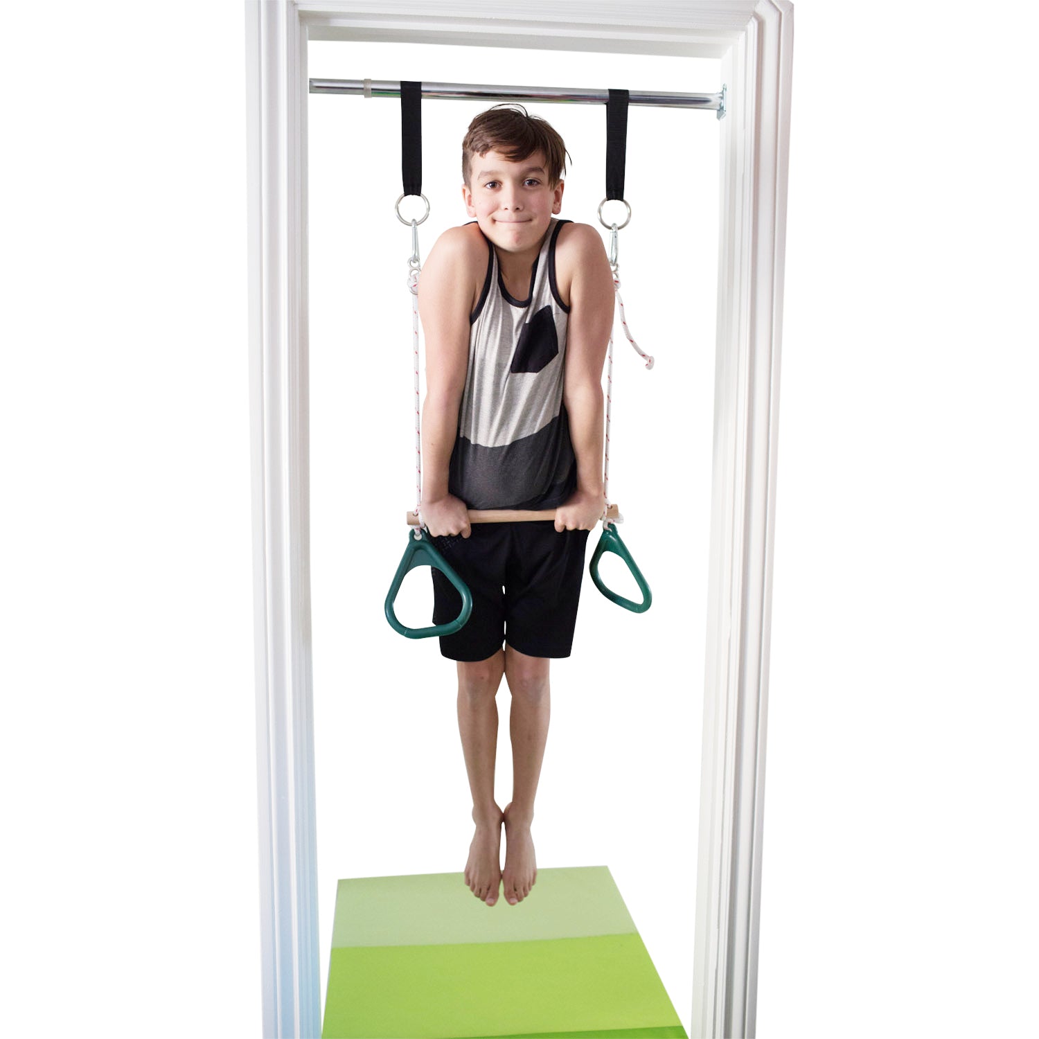 Doorway Trapeze Bar and Gym Rings Combo - Green - DreamGYM