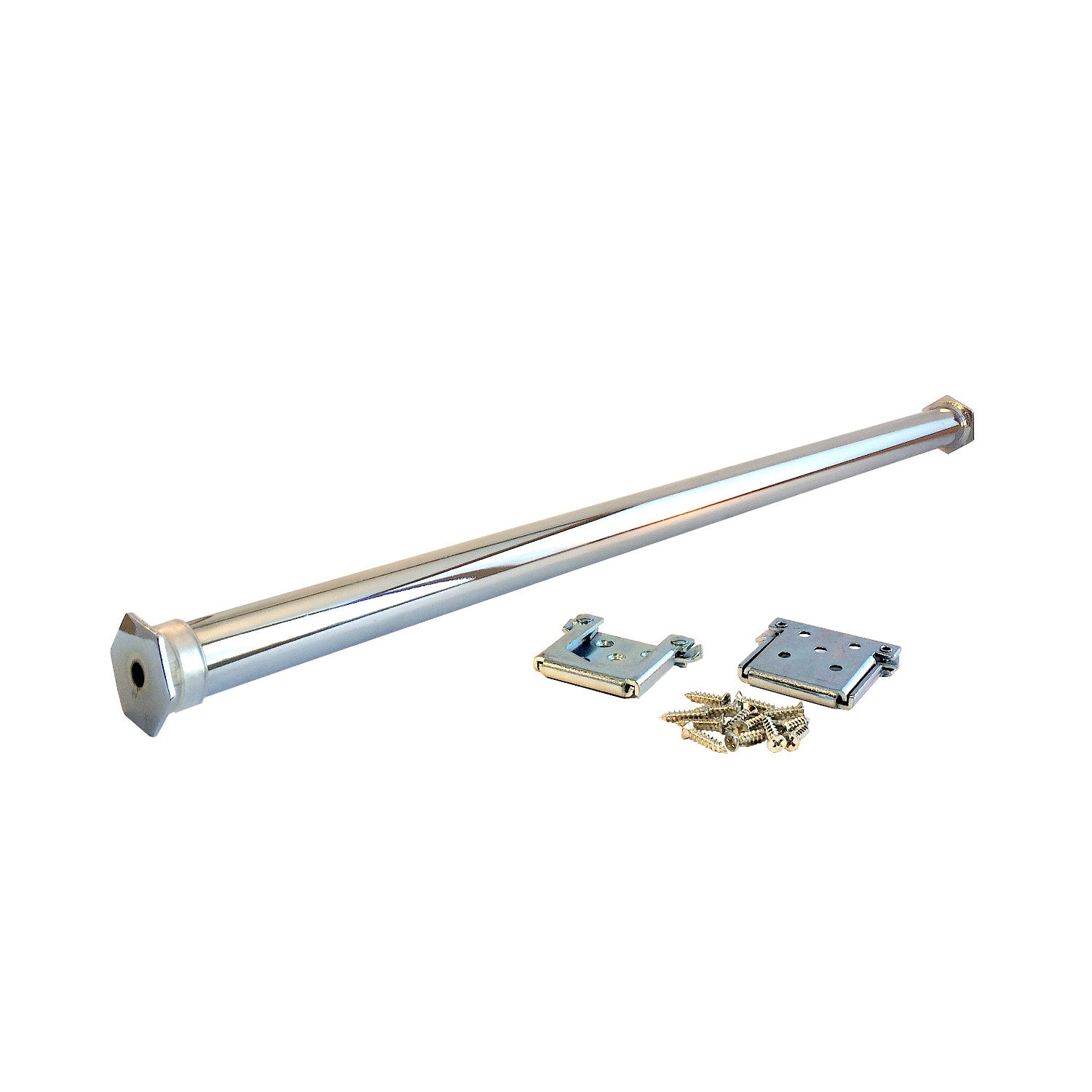 DreamGYM Door Pull-up Bar - Screw-in Chin-up Bar. Chrome-plated adjustable bar, two brackets and screws for installations.