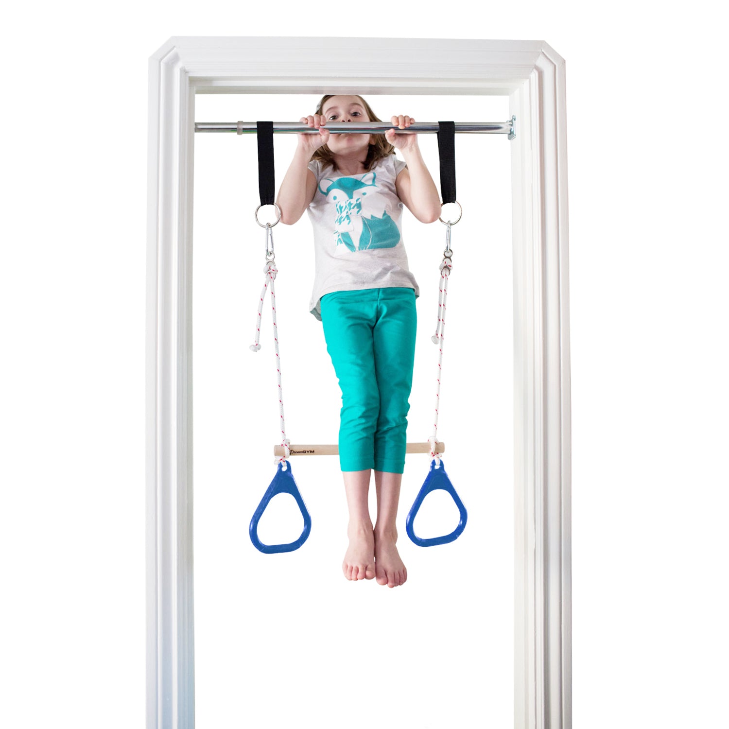 Doorway Trapeze Bar and Gym Rings Combo - Blue - DreamGYM