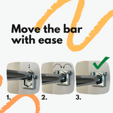 DreamGYM door bar can be moved in and out of brackets with ease
